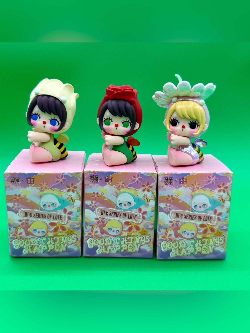 Cute Garden Character Figurine Toy - Pink, Yellow & Red Set